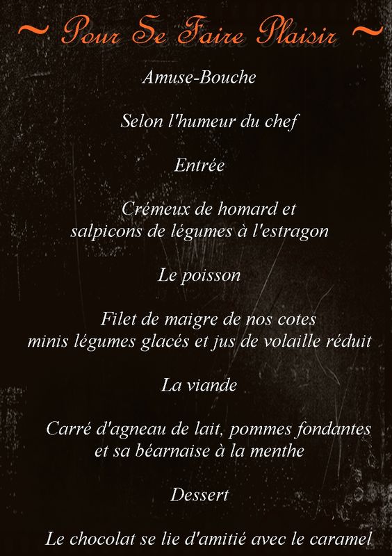 L'académei gastronomique Menu Pour Se Faire Plaisir