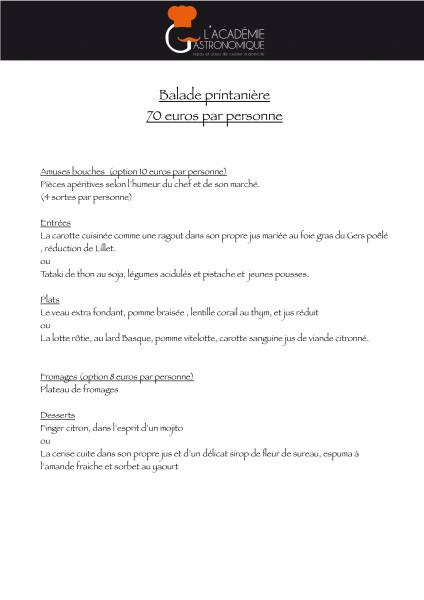 Les menus de printemps de votre chef à Domicile sur Bordeaux et le Bassin d'Arcachon